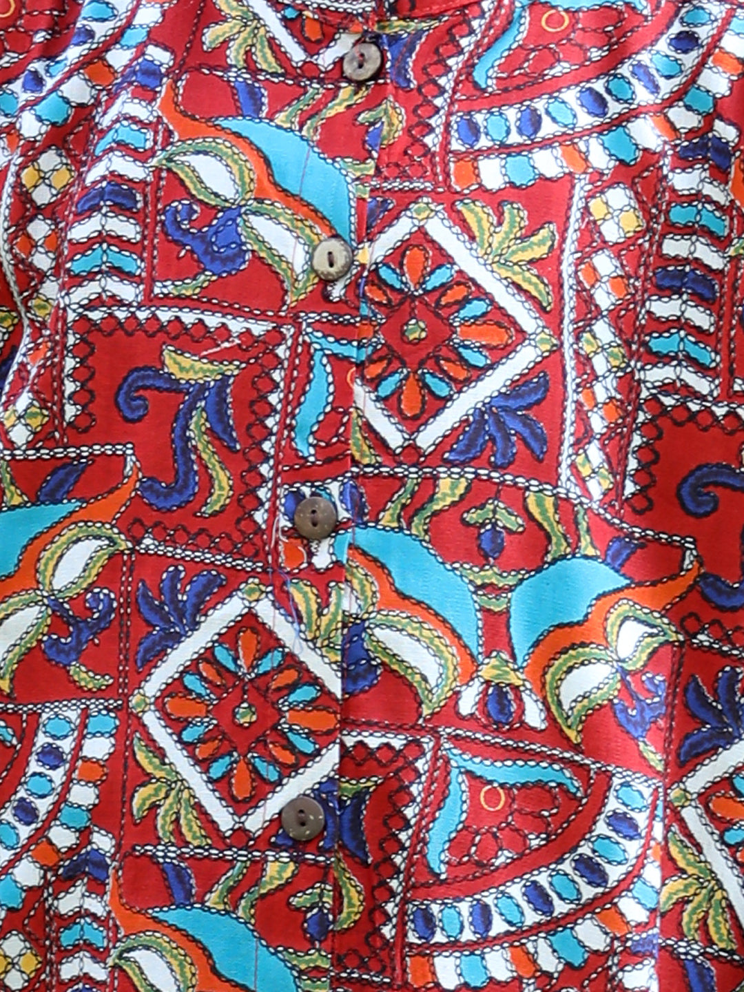 Cutiekins Tribal Printed Shirt -Maroon & Blue