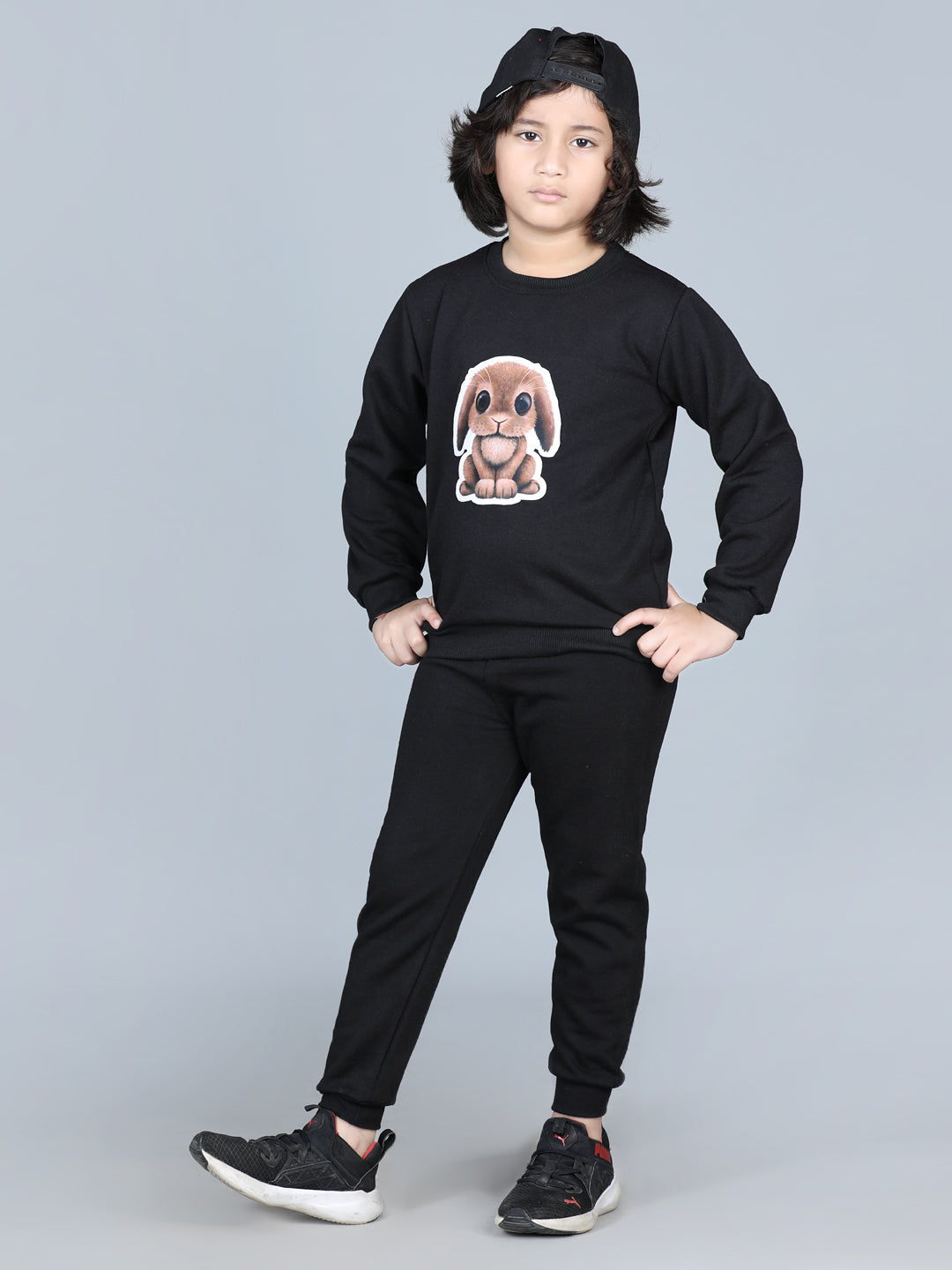 Cutiekins Squirel Patch Sweatshirt & Jogger Clothing Set-Black