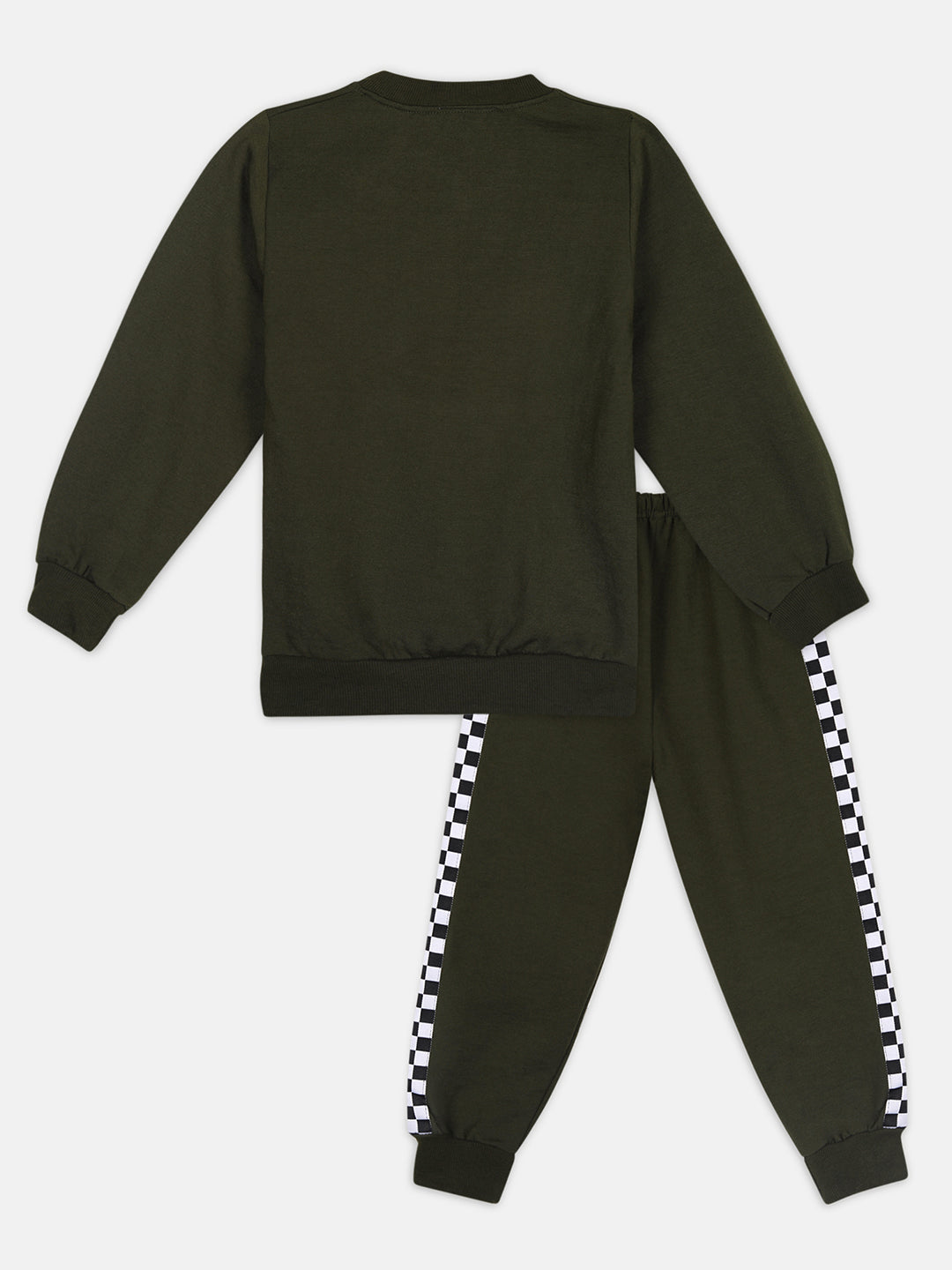 Cutiekins Boys Mehndi Green Sweatshirt With Trackpant