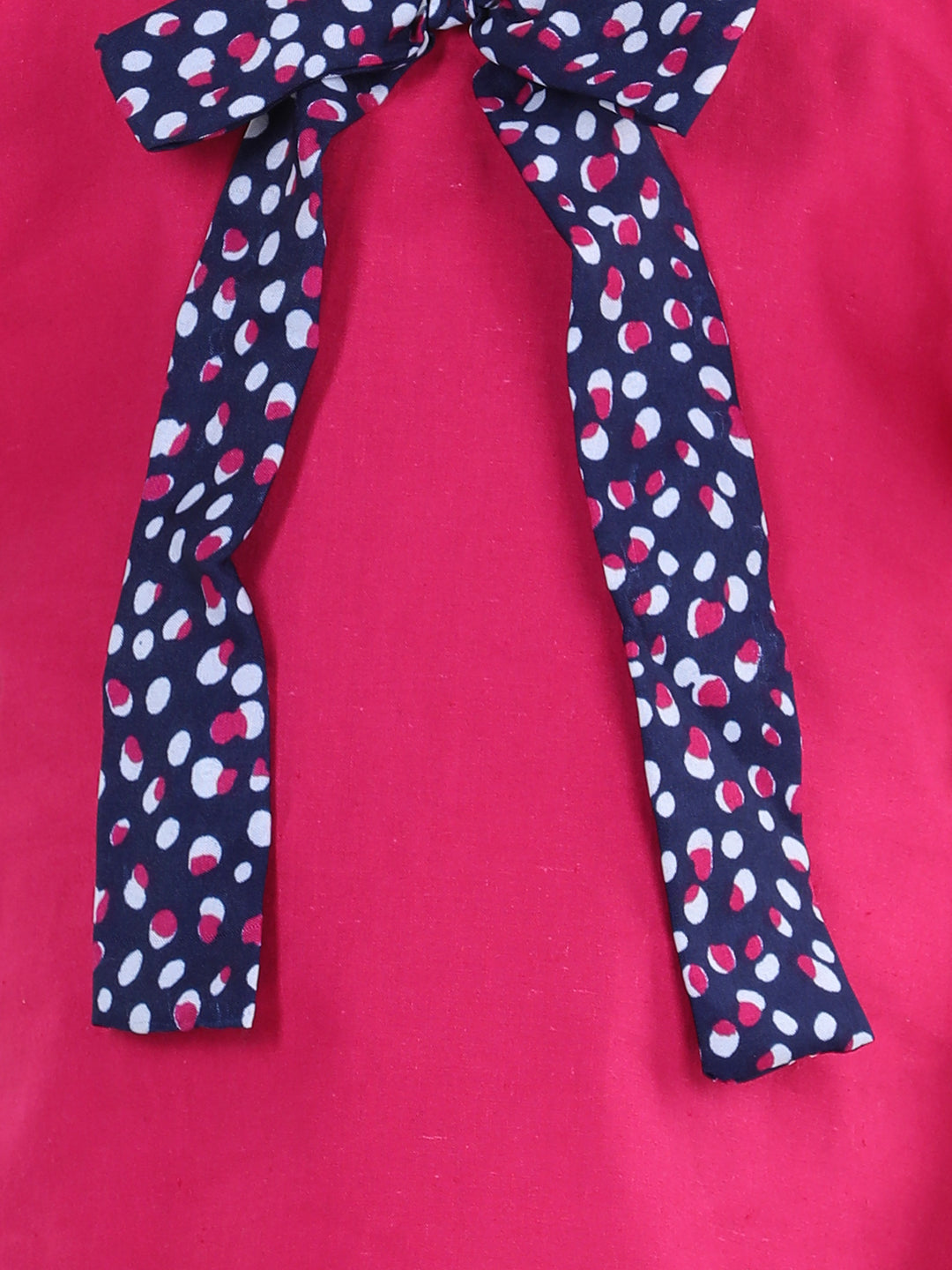 Cutiekins Bow Tie Style Polka Print Summer Top For Girls  - Magenta Pink & Navy Blue