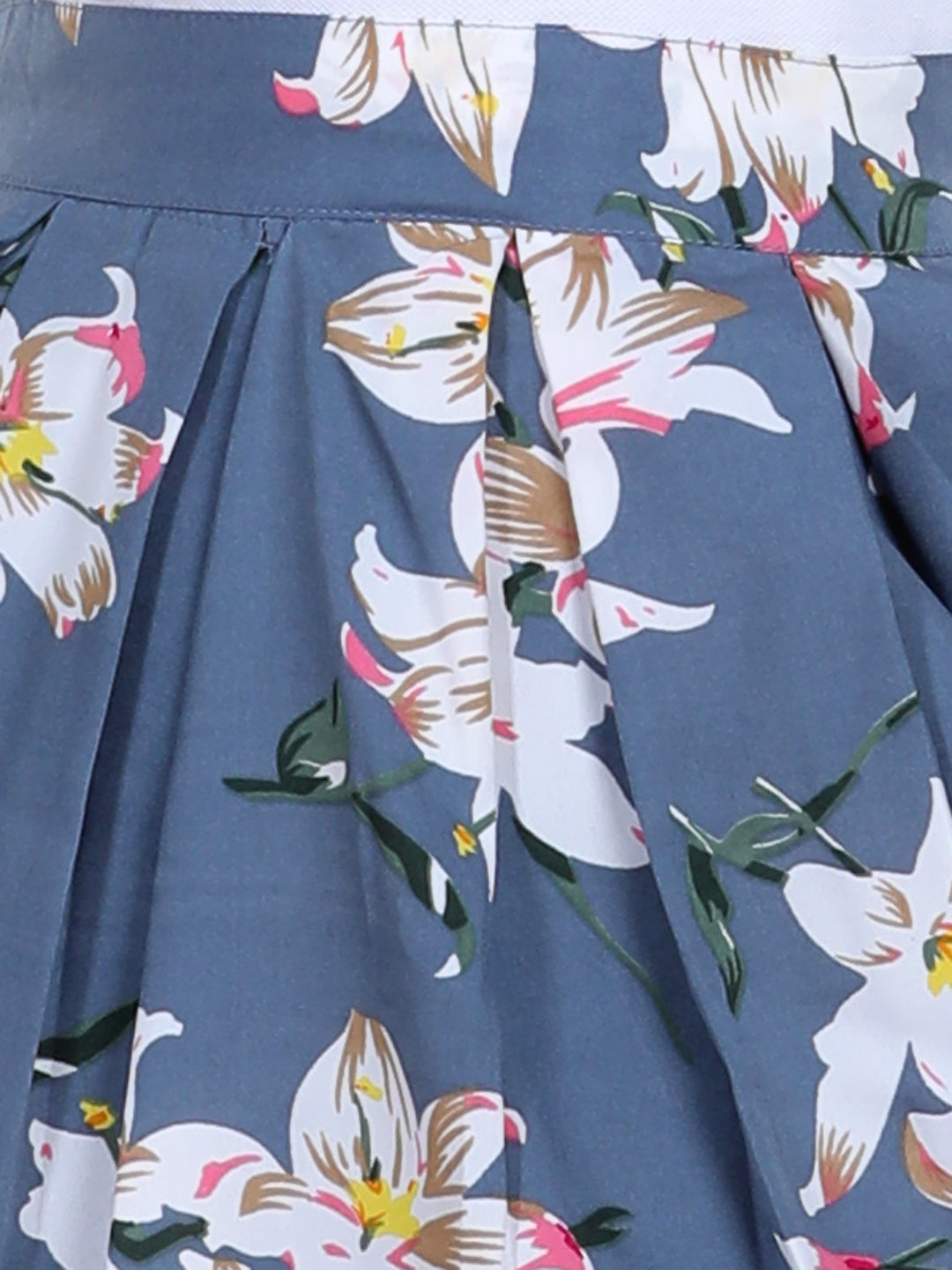 Cutiekins Girls Floral Print Flared Grey Skirt