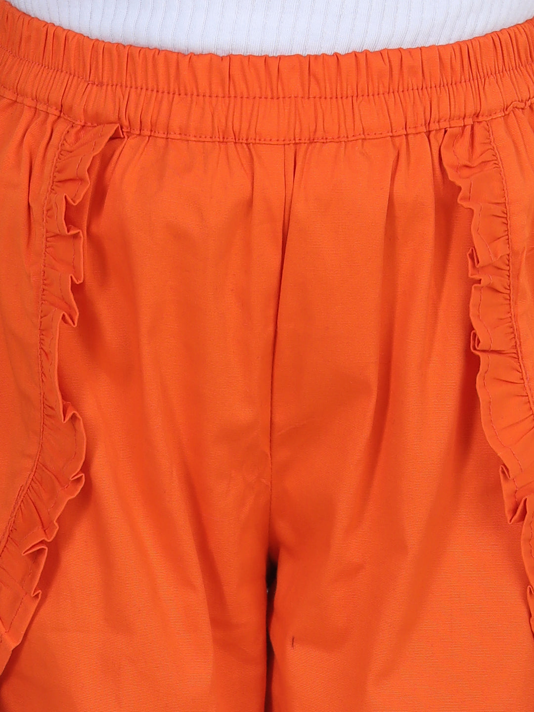 Cutiekins Solid Cotton Lycra Shorts For Girls - Orange