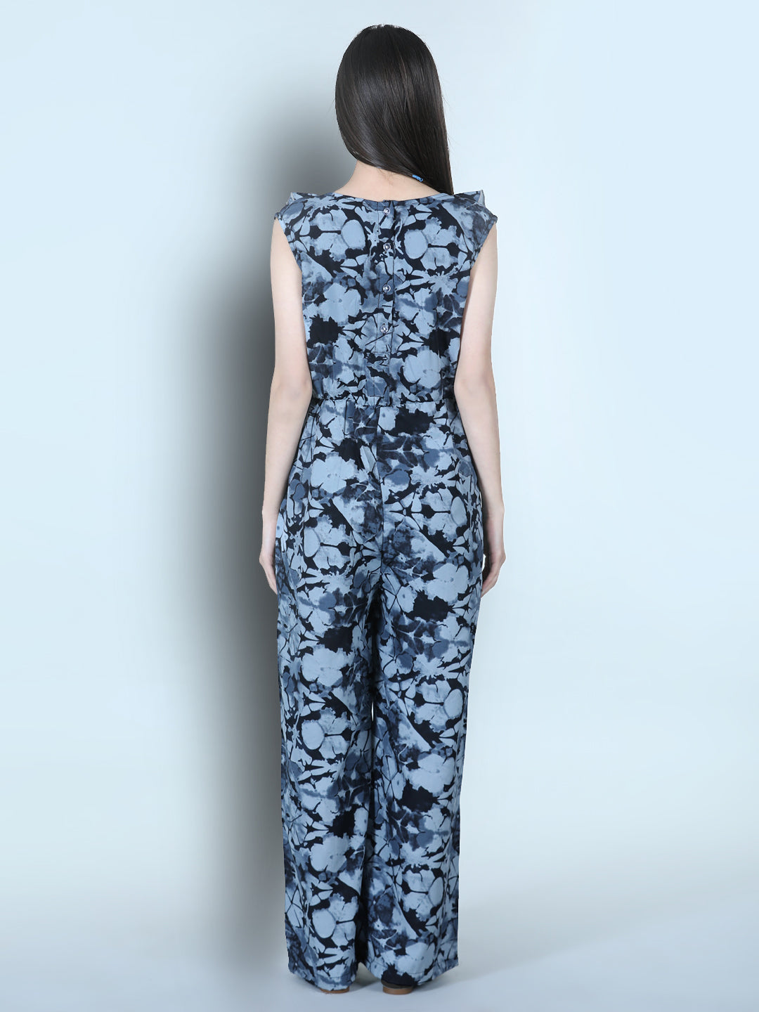 Cutiekins Smoky Printed Polyester Jumpsuit -Grey & Black