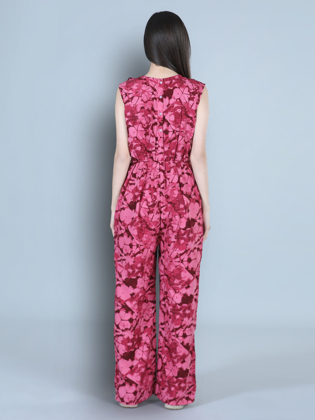 Cutiekins Smoky Printed Polyester Jumpsuit -Maroon & Burgendy