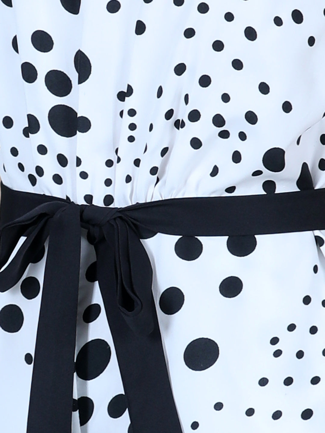 Cutiekins Polka Dot Printed Polyester Jumpsuit -White & Black