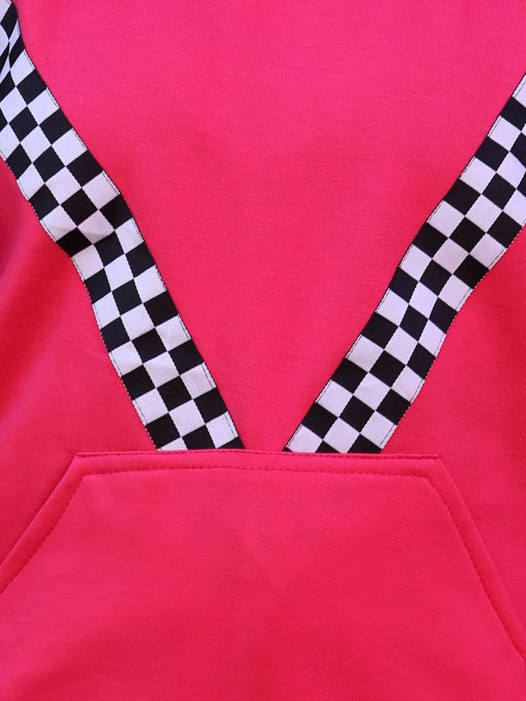 Cutiekins Solid Round Neck Lace insert Sweatshirt -Margenta Pink & Black