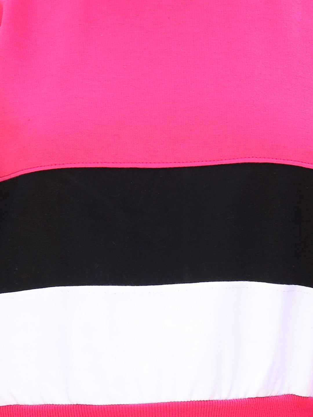 Cutiekins Colourblocked Round Neck Crop Sweatshirt-Pink & Black