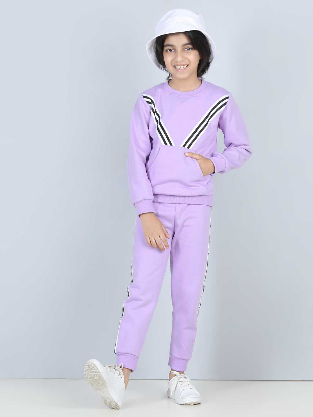 Cutiekins Lace insert Sweatshirt & Jogger Clothing Set -Puple