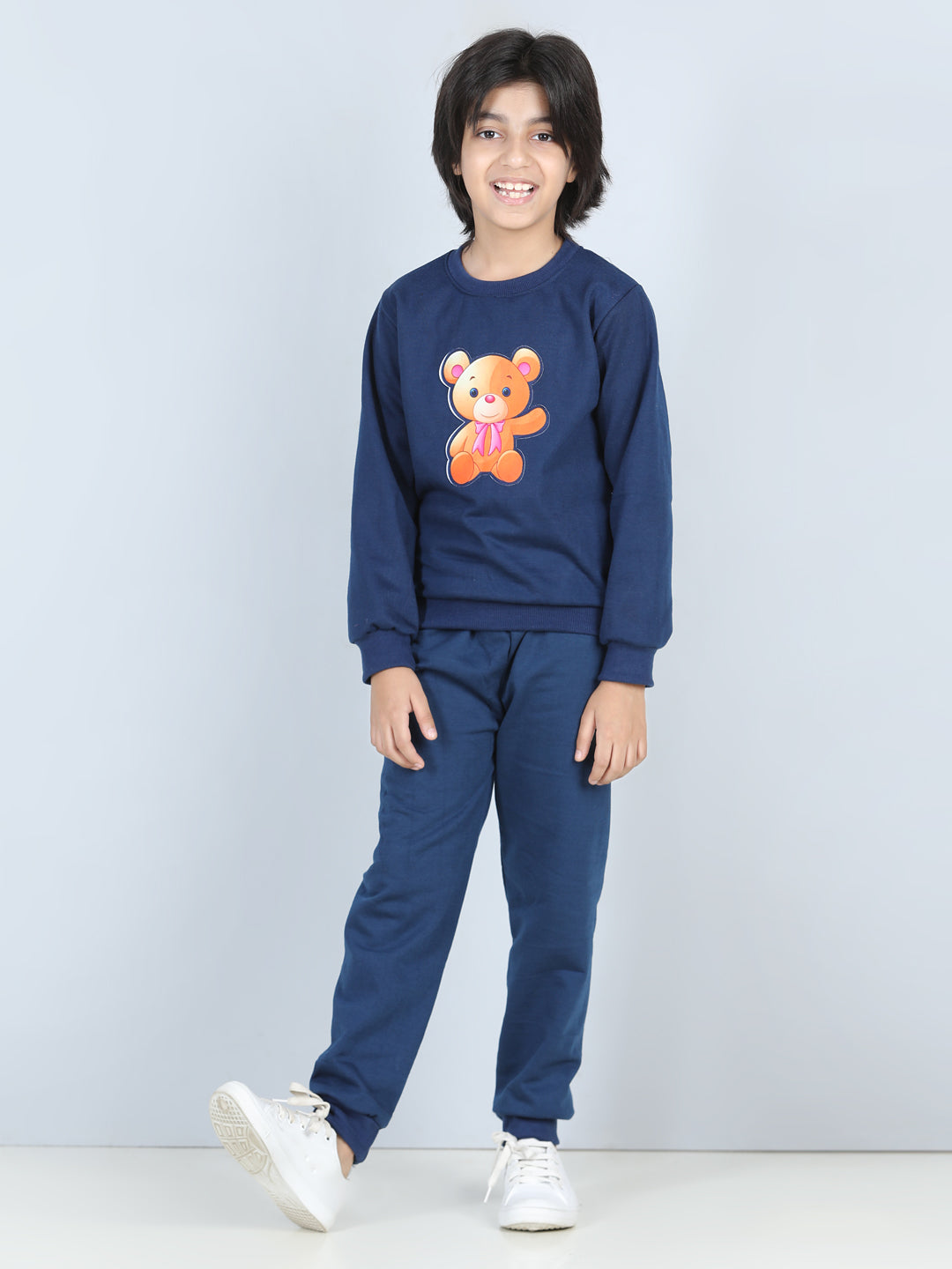 Cutiekins Bear Patch Sweatshirt & Jogger Clothing Set-Navy Blue