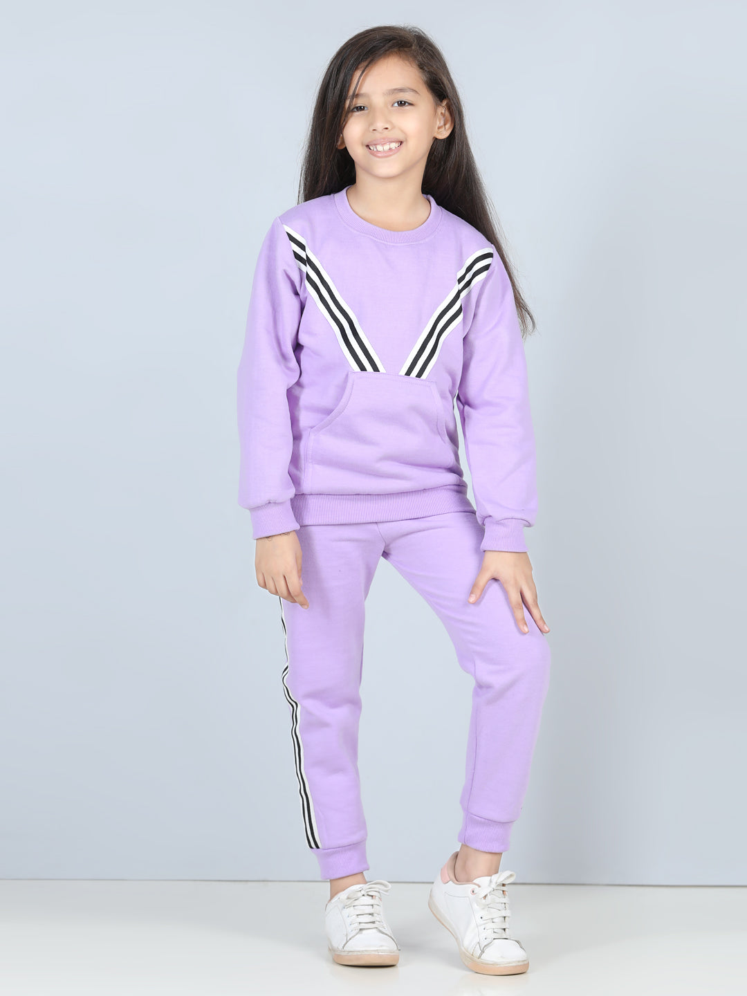 Cutiekins Lace insert Sweatshirt & Jogger Clothing Set -Puple