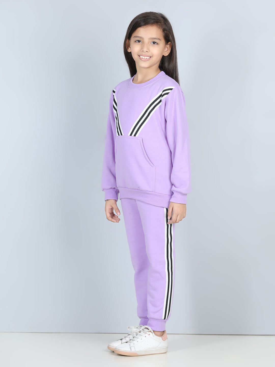 Cutiekins Lace insert Sweatshirt & Jogger Clothing Set -Puple