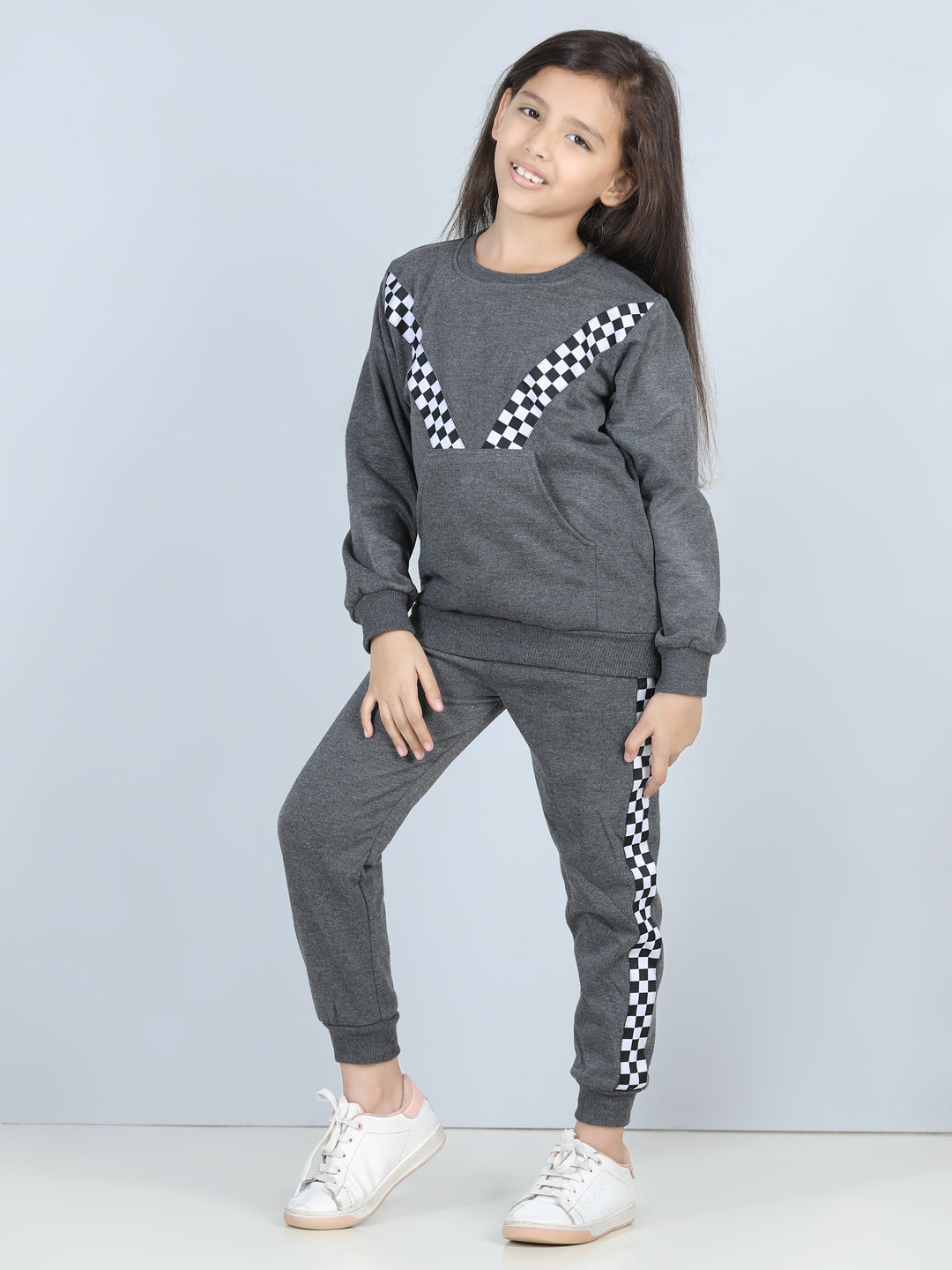 Cutiekins Lace insert Sweatshirt & Jogger Clothing Set -Grey