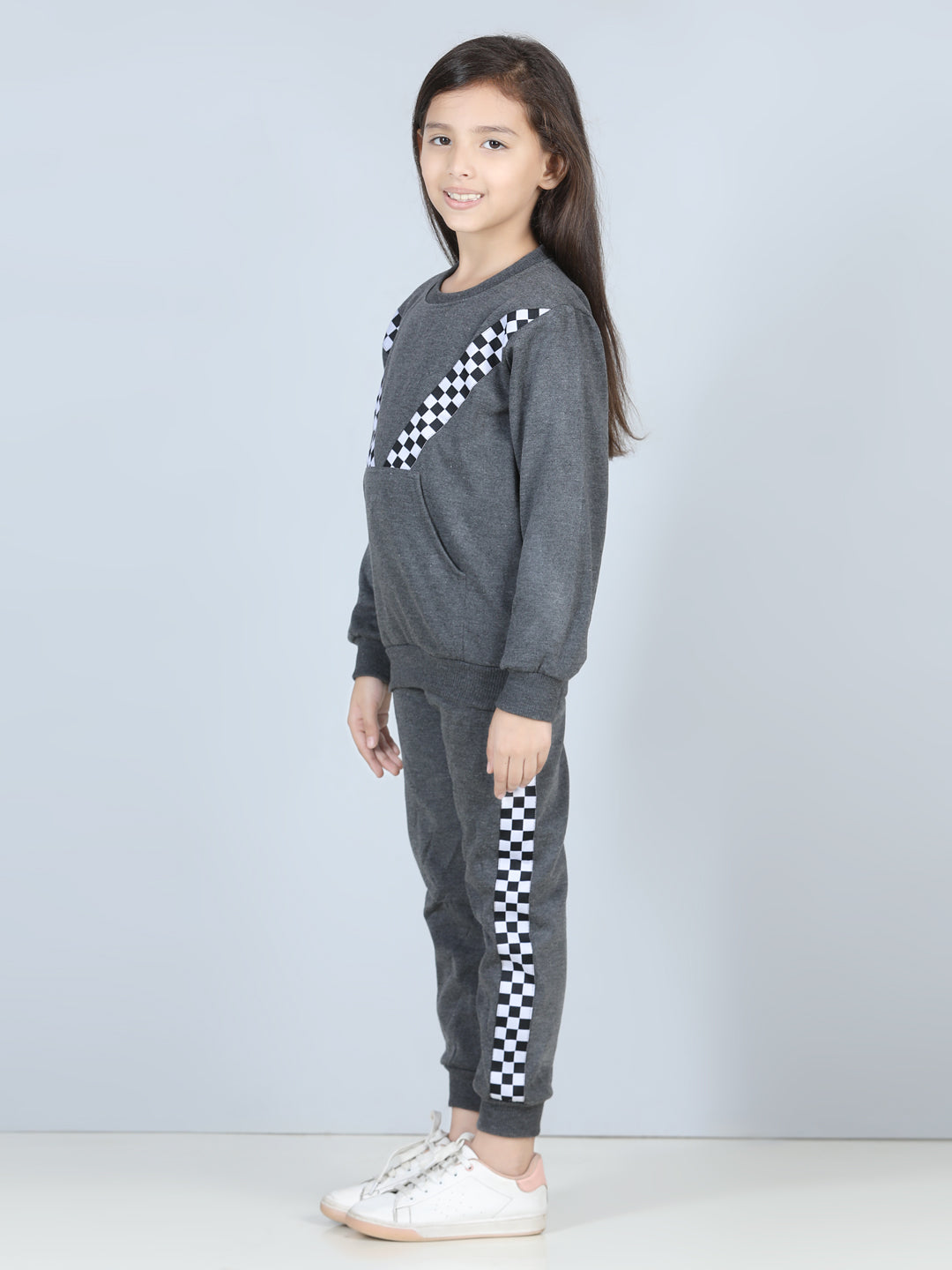 Cutiekins Lace insert Sweatshirt & Jogger Clothing Set -Grey