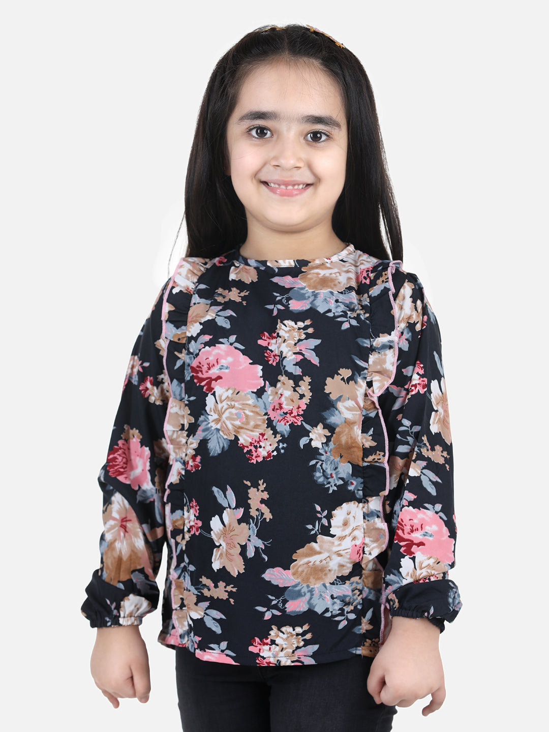 Cutiekins Girls Casual Polyester Top  (Black,)