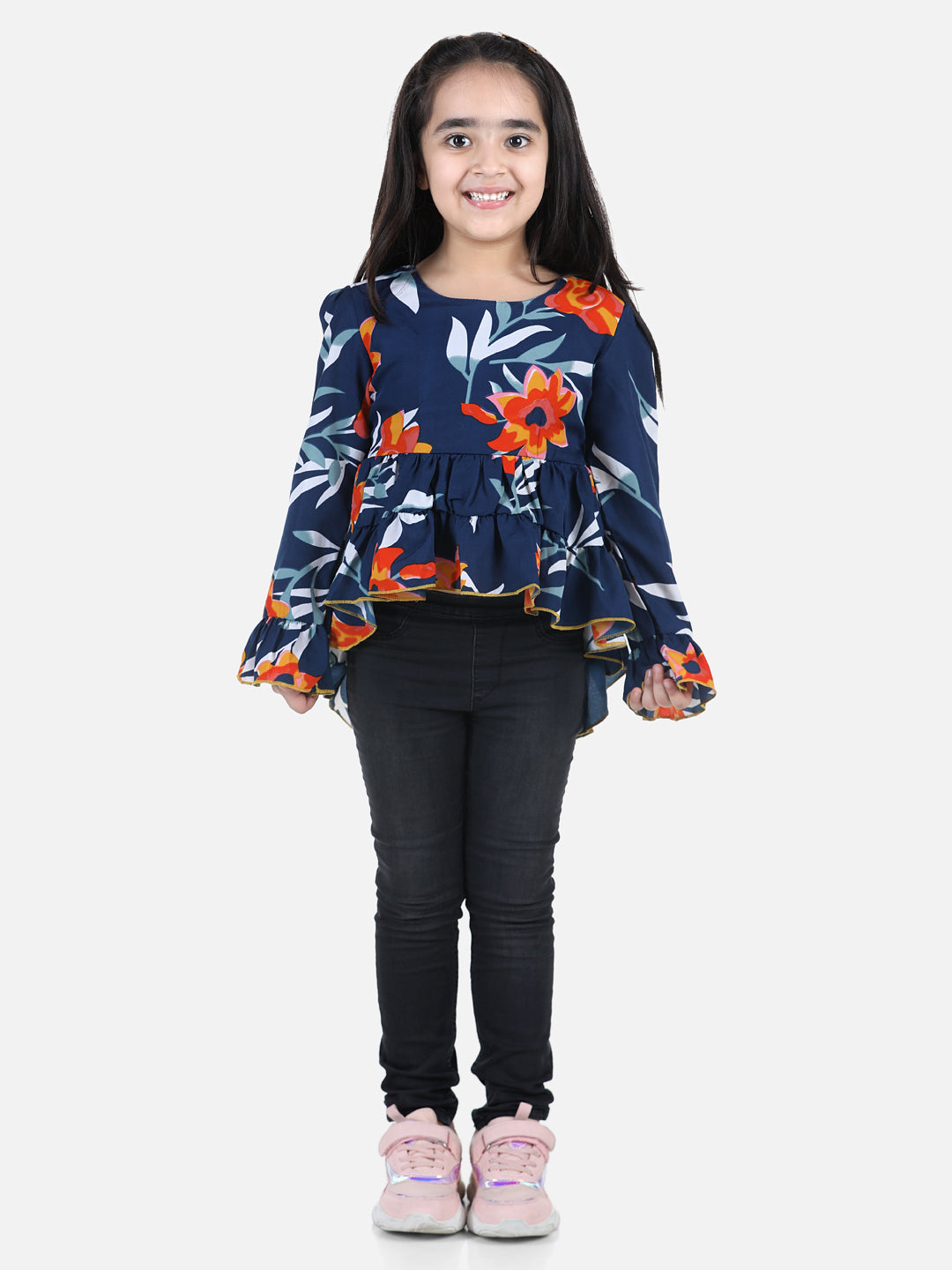 Cutiekins Girls Casual Polyester Full Sleeve Top  (Dark Blue,)