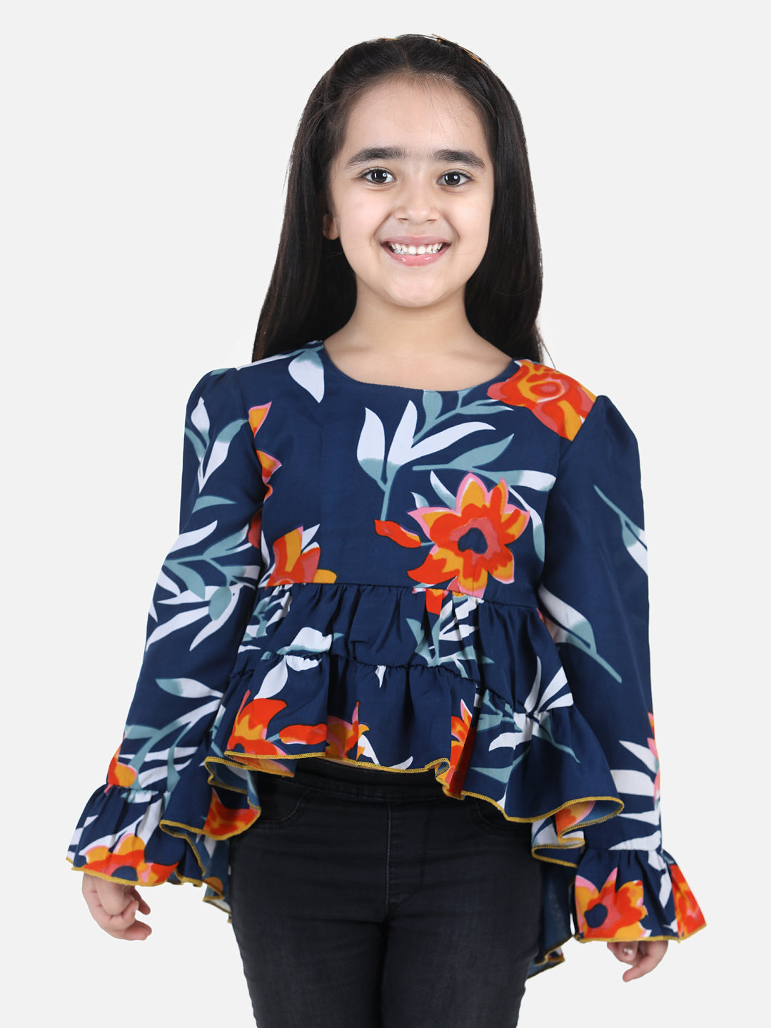 Cutiekins Girls Casual Polyester Full Sleeve Top  (Dark Blue,)