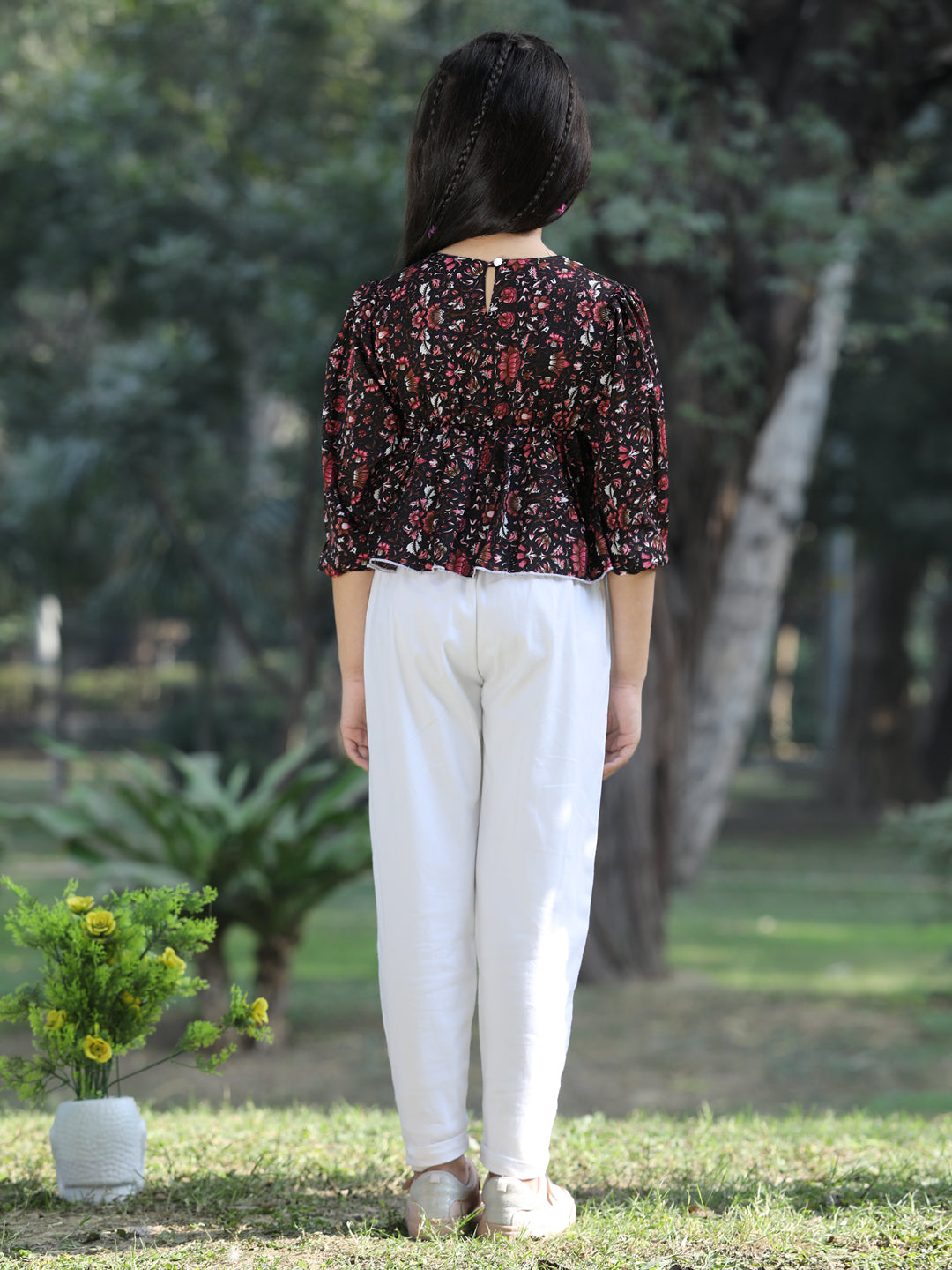 Cutiekins Printed Polyester Top & Trouser Set -Brown & White