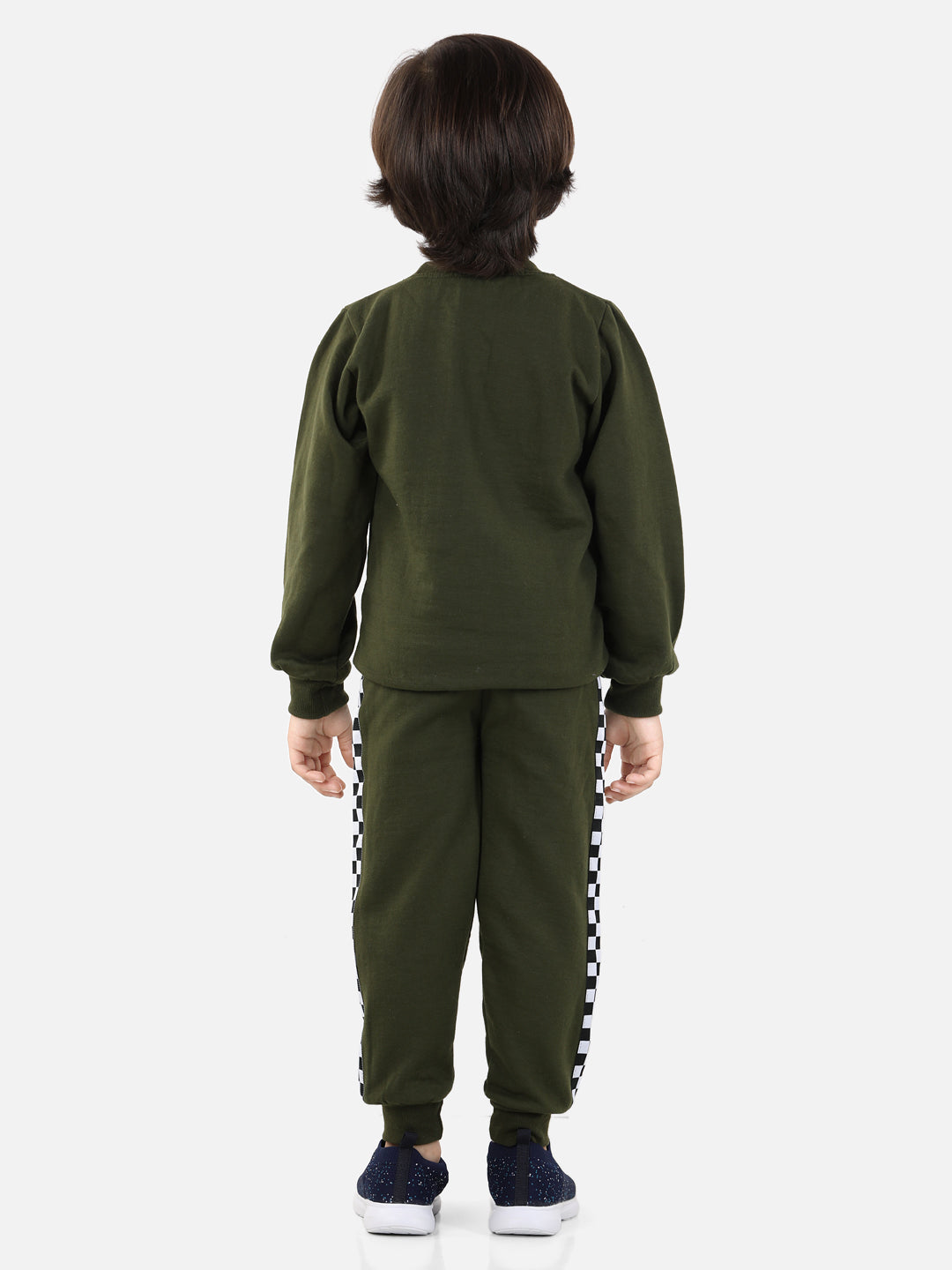 Cutiekins Boys Mehndi Green Sweatshirt With Trackpant