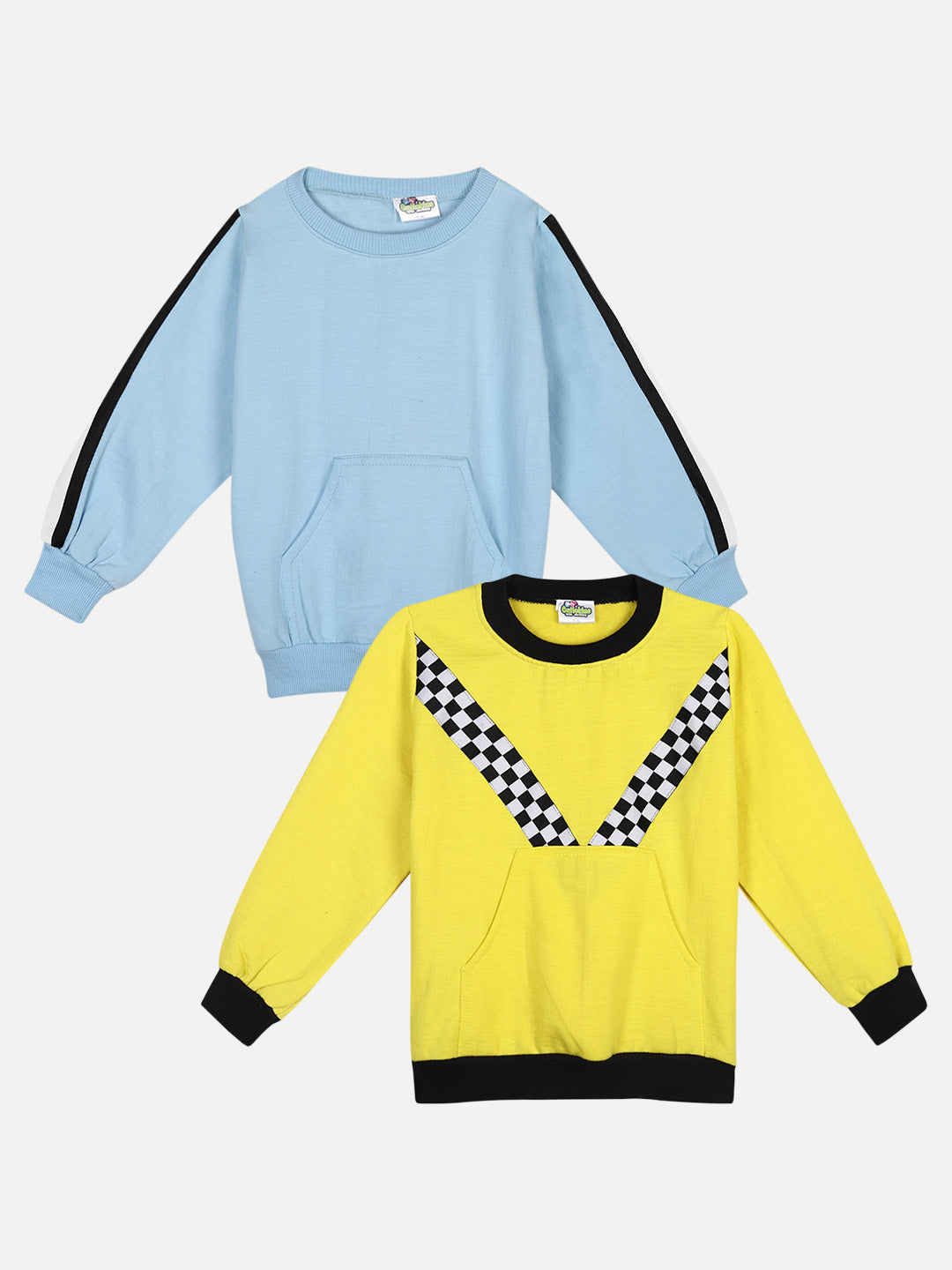 Cutiekins Pack of 2 Sweatshirt-Sky Blue & Yellow