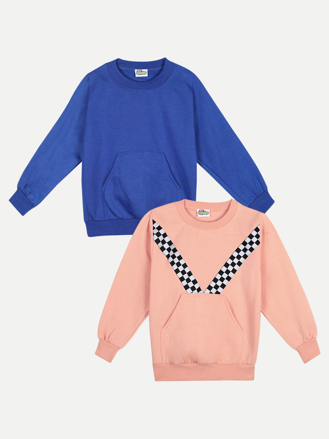 Cutiekins Pack of 2 Sweatshirt-Royal Blue & Peach
