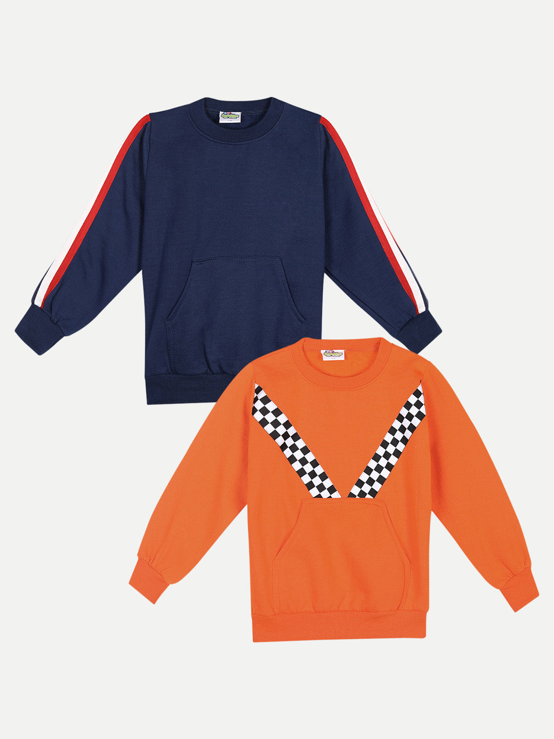 Cutiekins Pack of 2 Sweatshirt-Navy Blue& Orange