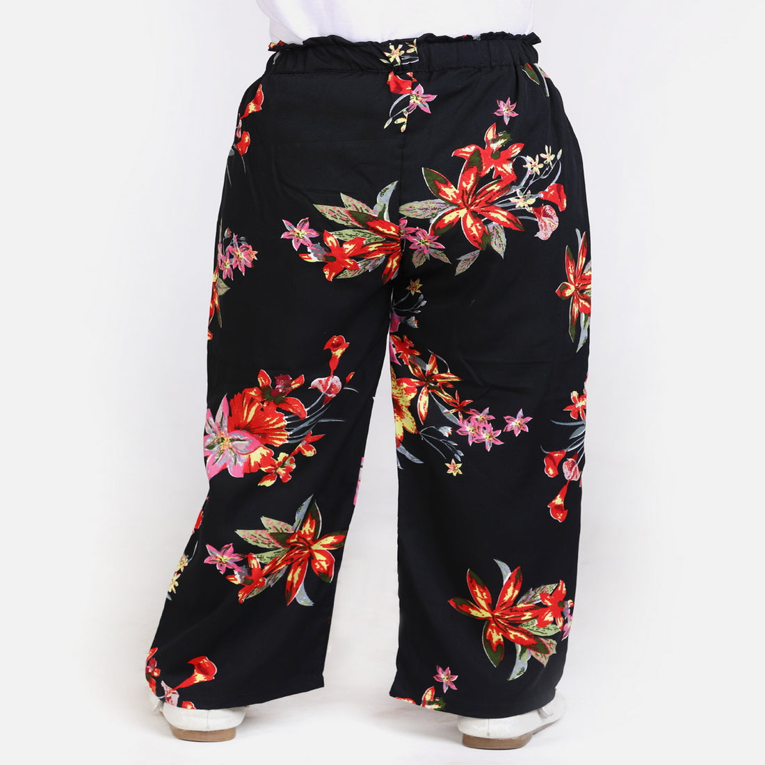 Cutiekins Floral Print Knot Belt Palazzo -Black & Red