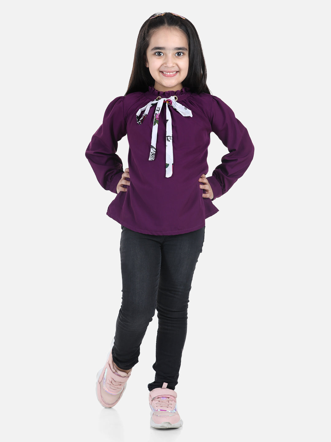 Cutiekins Girls Casual Polyester Top  (Purple,)