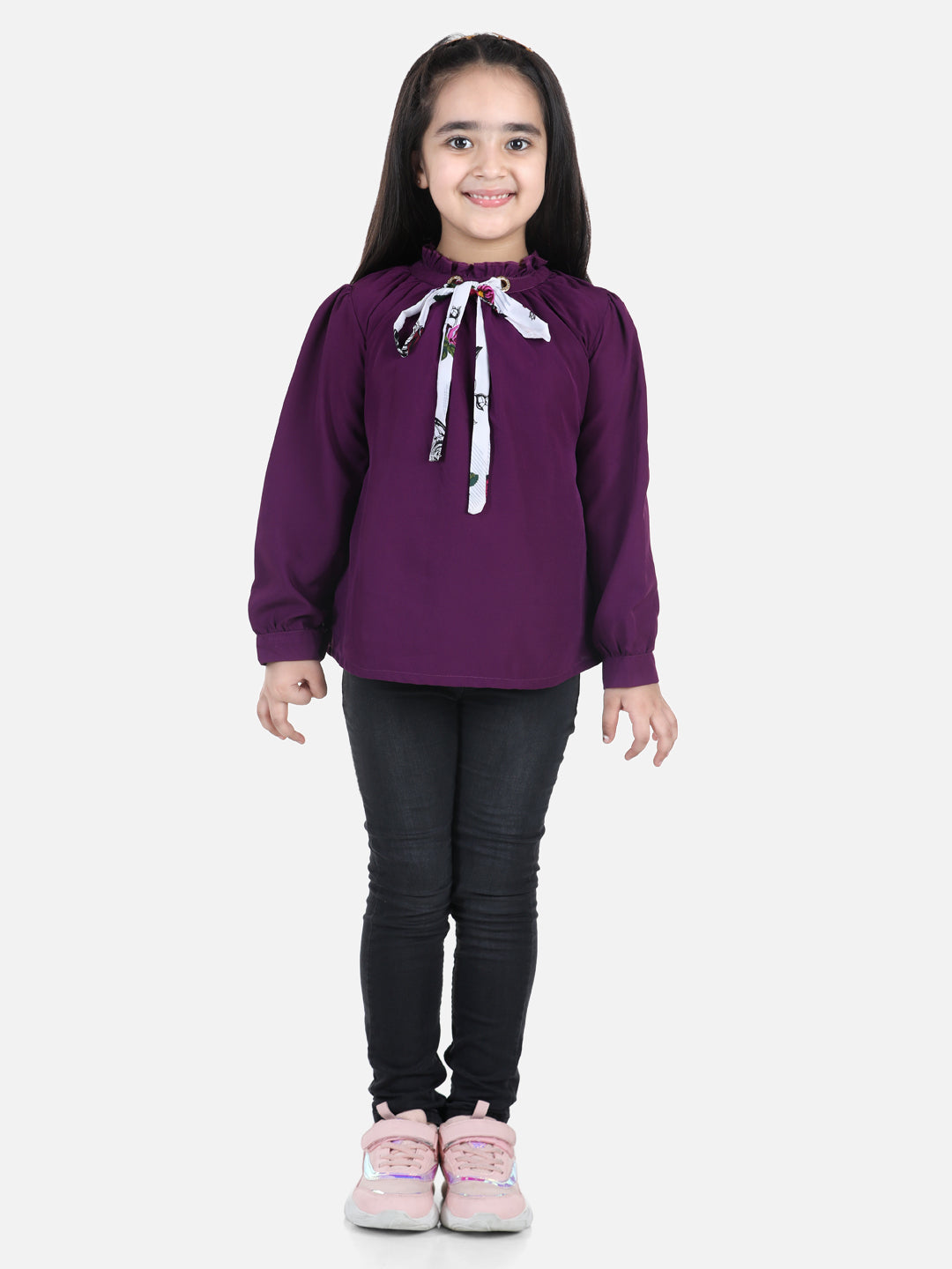 Cutiekins Girls Casual Polyester Top  (Purple,)