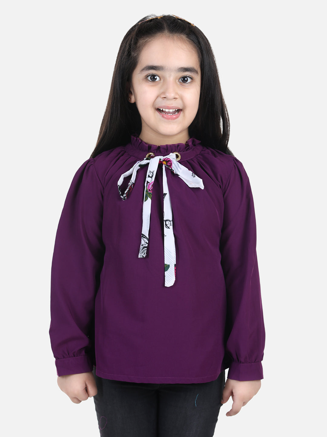 Cutiekins Girls Casual Polyester Top  (Purple,)