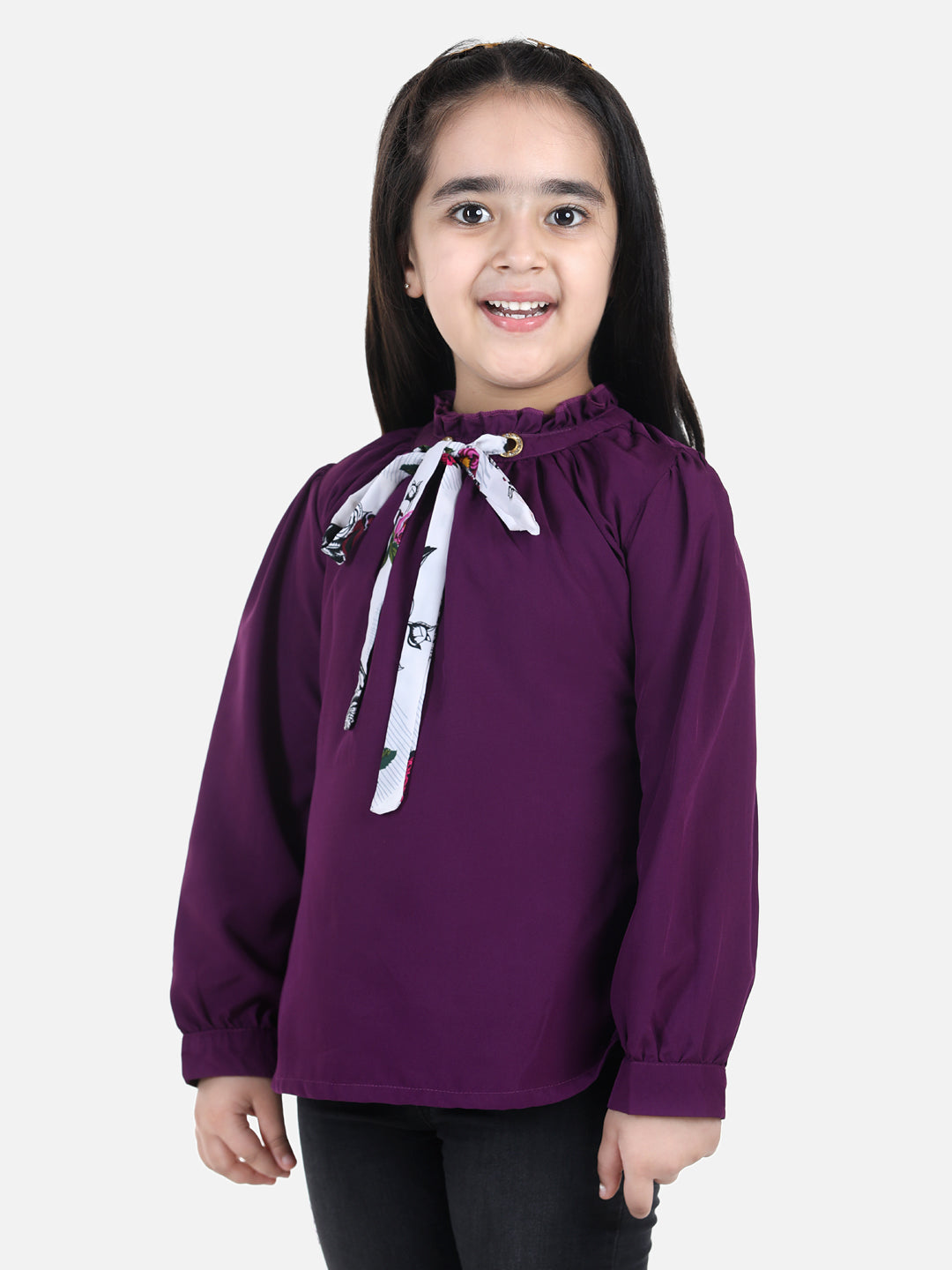 Cutiekins Girls Casual Polyester Top  (Purple,)