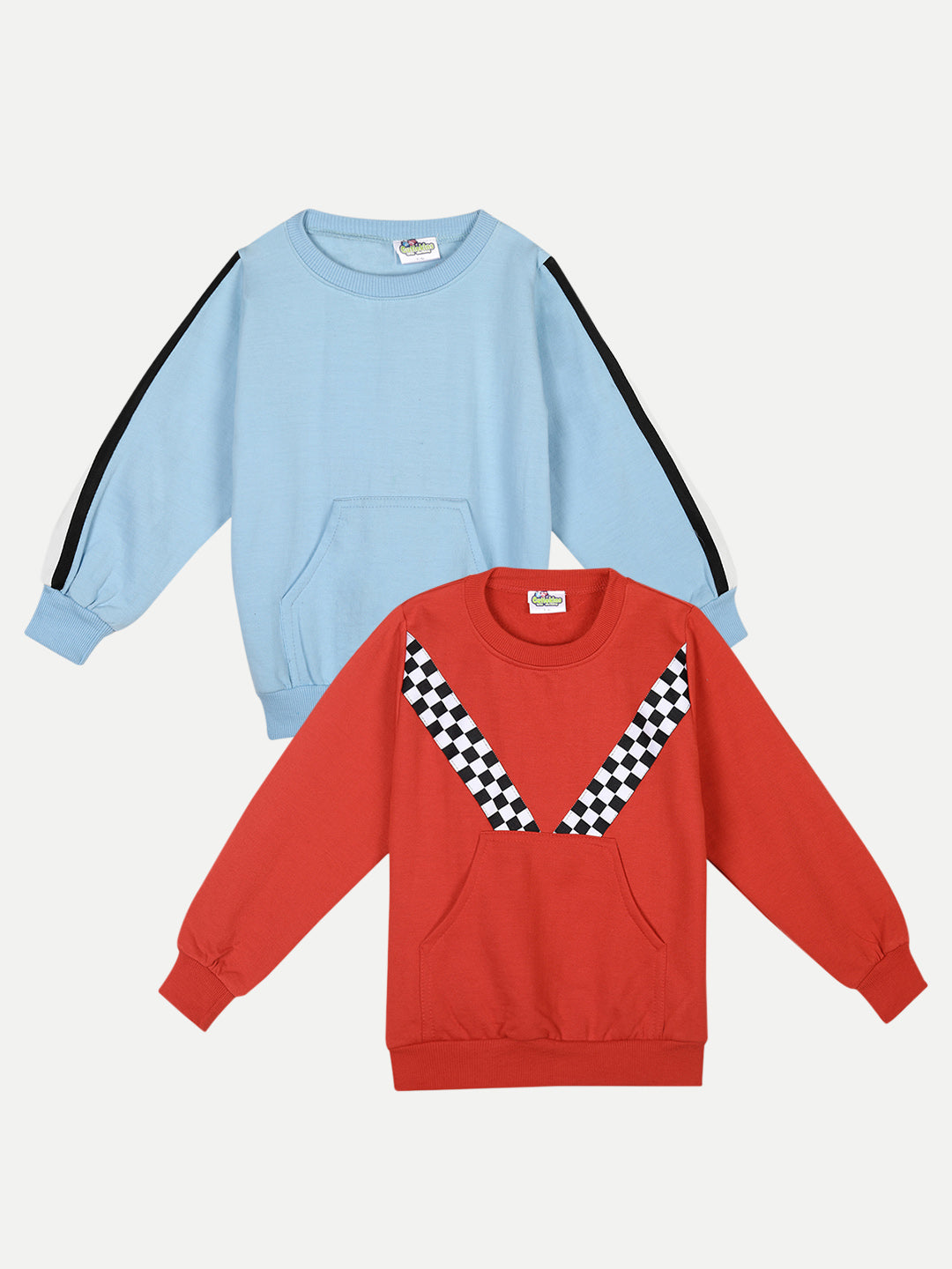 Cutiekins Pack of 2 Sweatshirt -Sky Blue & Red